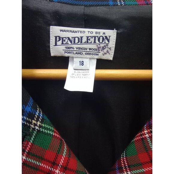 Vintage Pendleton 100% virgin wool women's plaid tartan Blazer,size 18 - Picture 8 of 9